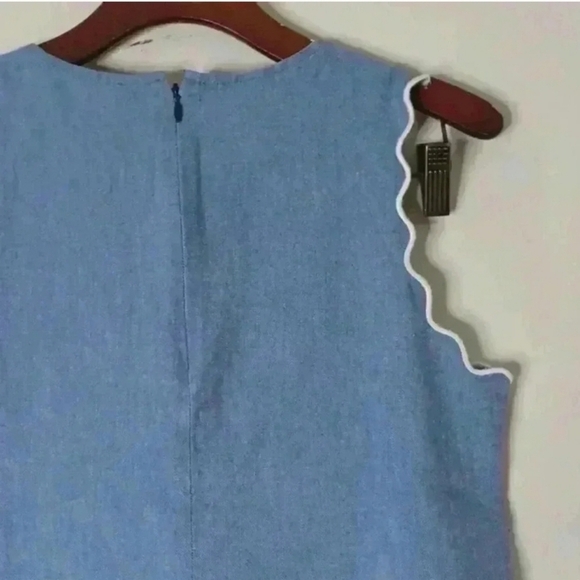 J Crew Scalloped Chambray Denim Grommet Tank Top - Picture 4 of 14